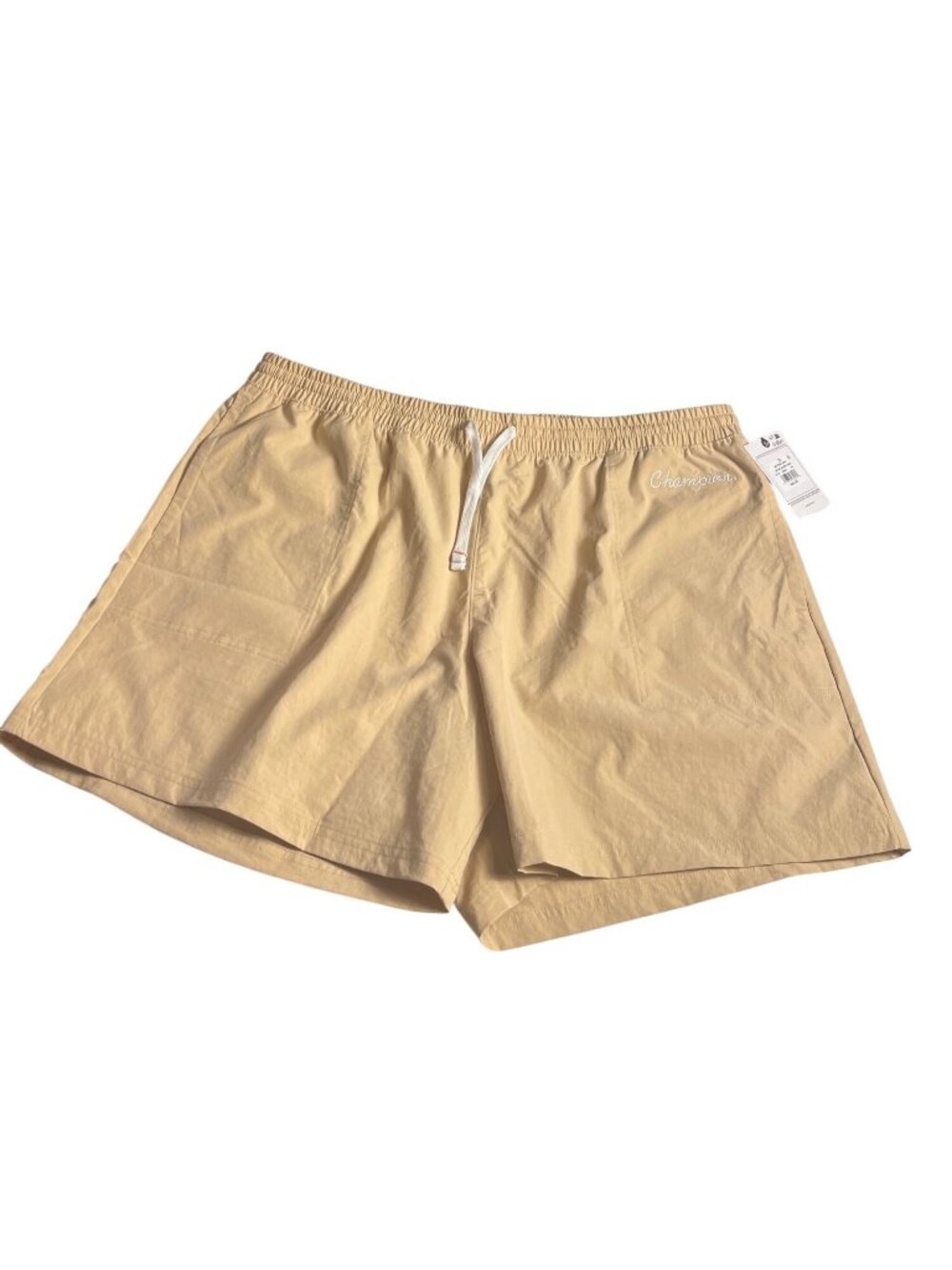 Champion Mens Classic Woven Athletic Khaki Shorts 2XL Drawstring & Elastic Waist